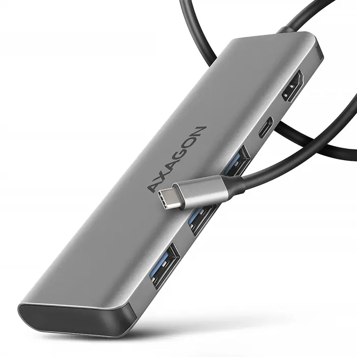 AXAGON HMC-5H USB-C 3.2 Gen 1 hub, 3x USB-A, 4K HDMI, PD 100W - Silver