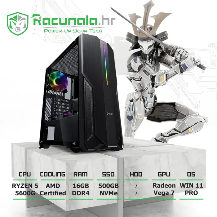 BaB Računalo APU Gamer (Ryzen 5 5600G, 16GB DDR4, 500GB NVMe SSD, Vega 7, 600W) Win11P