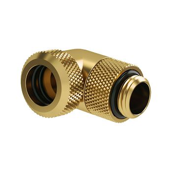 Barrow Multi-Link Adapter connection 90 degrees G1/4 inch AG to 12mm OD hard tube - rotatable, gold TWT90KND-K12 go