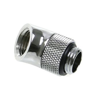 Bitspower adapter 45 degrees G1/4 inch male to G1/4 inch female - rotatable, shiny silver BP-45R