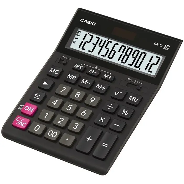 CASIO CALCULATOR OFFICE GR-12 BLACK, 12 DIGIT DISPLAY