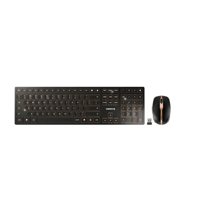 CHERRY DW 9100 SLIM keyboard Mouse included Universal RF Wireless + Bluetooth QWERTZ German Black