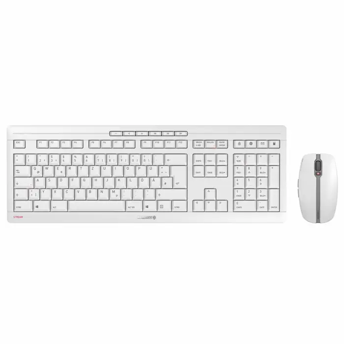 CHERRY Stream Desktop keyboard Mouse included Office RF Wireless QWERTZ German White