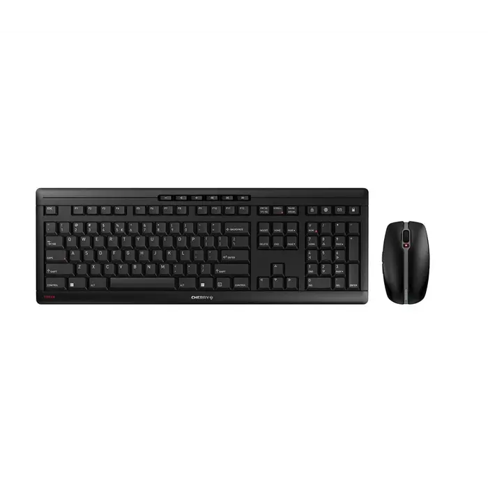 CHERRY Stream Desktop Recharge keyboard Mouse included Universal RF Wireless QWERTZ German Black