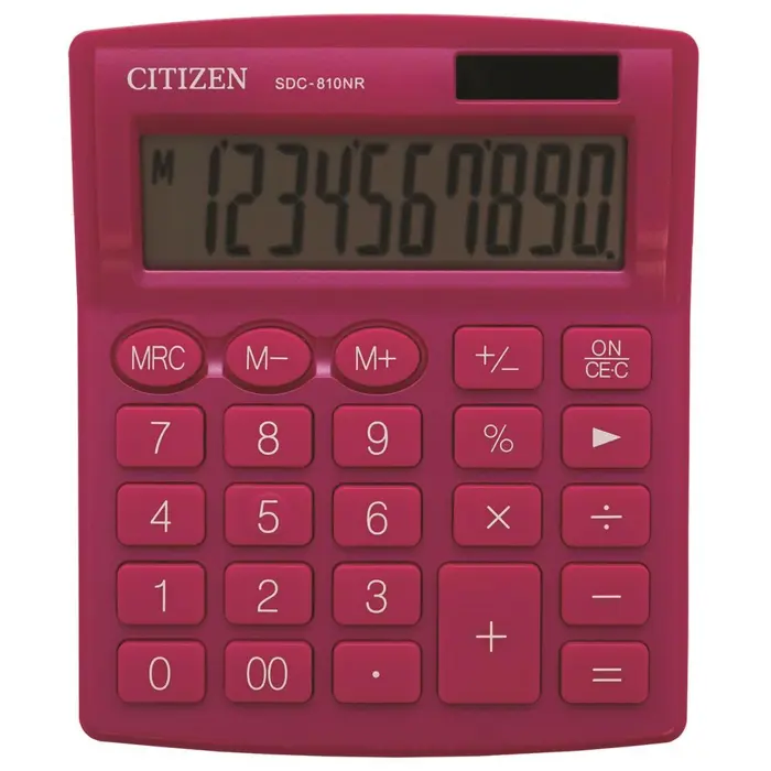 CITIZEN KALKULATOR BIUROWY SDC-810NRPKE, 10-cyfrowy, 127x105mm, różowy