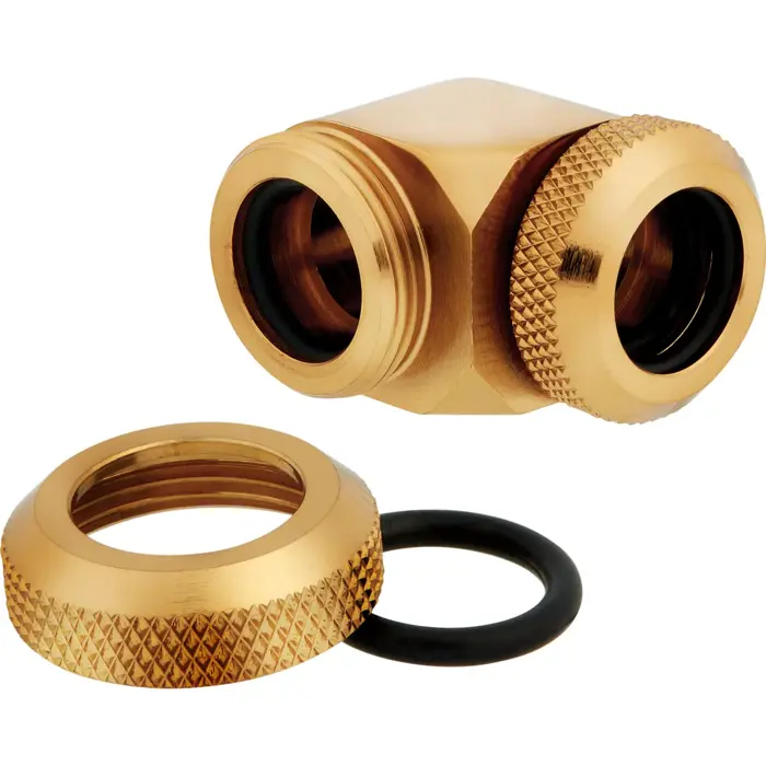 Corsair Hydro X Series XF Hardline Adapter 90 Grad 12mm AD auf 12mm AD Hardtube - 2er Pack, gold-CX-9052023-WW