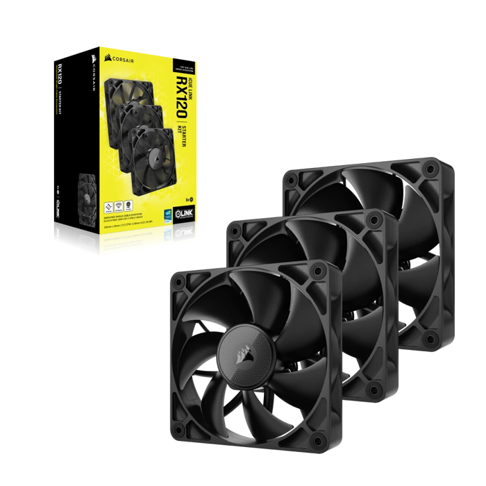 Corsair iCUE LINK RX120 MAX Series, PWM Lüfter 3er Pack - 120mm, schwarz-CO-9051042-WW