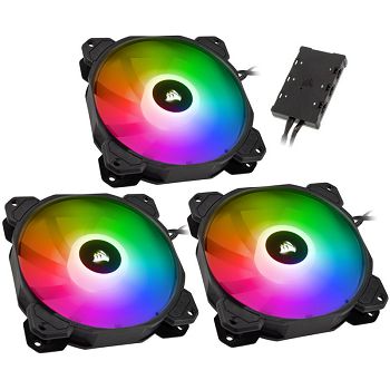 Corsair iCUE SP120 Elite RGB PWM ventilator 3 komada uklj. RGB kontroler - 120 mm, crni CO-9050109-WW