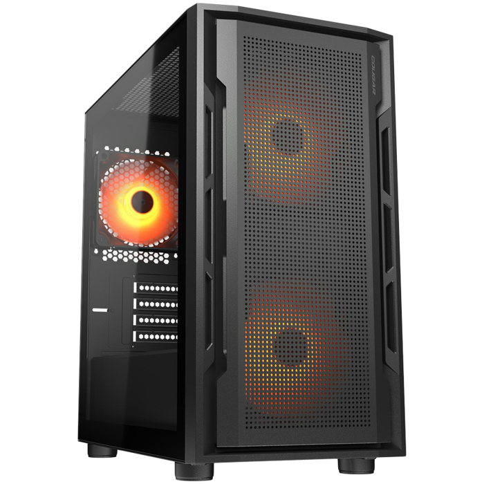 COUGAR | Uniface Mini RGB Black| PC Case | Mini Tower / Mesh Front Panel / 2 x  140mm RGB Fans + 1 x 120mm RGB Fan  / TG Left Panel