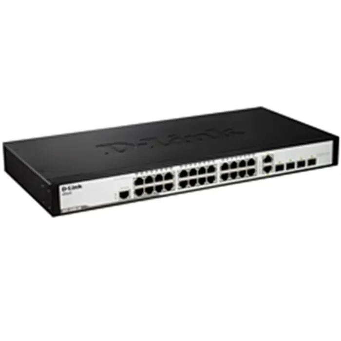 D-LINK DGS-1210-28, Gigabit Smart Switch with 24 10/100/1000Base-T ports and 4 Gigabit MiniGBIC (SFP) ports, 802.3x Flow Control, 802.3ad Link Aggregation, 802.1Q VLAN, 802.1p Priority Queues, Port mi