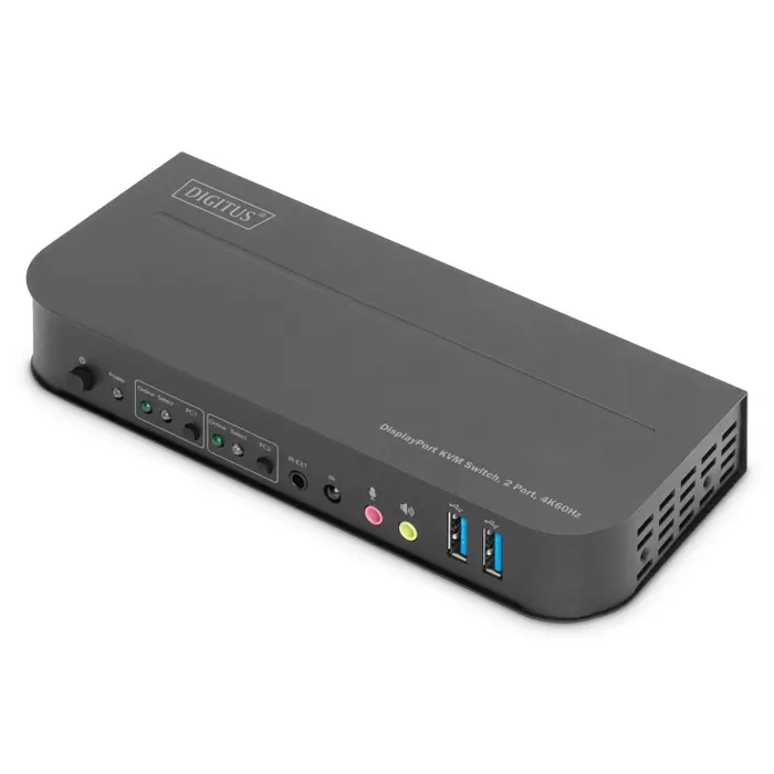 DIGITUS KVM Switch, 2-Port, 4K60Hz, 2xDP in, 1xDP/HDMI out