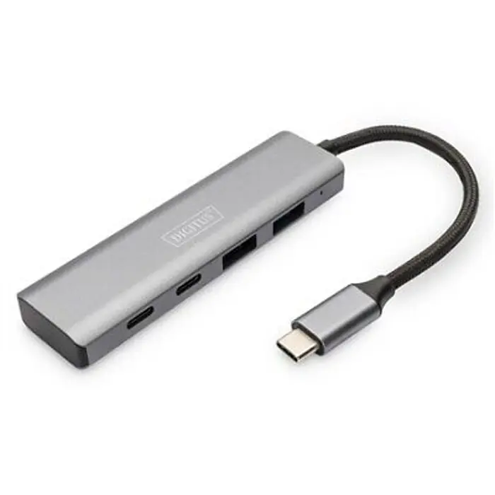 DIGITUS USB-C 4 Port HUB dunkelgrau 2x