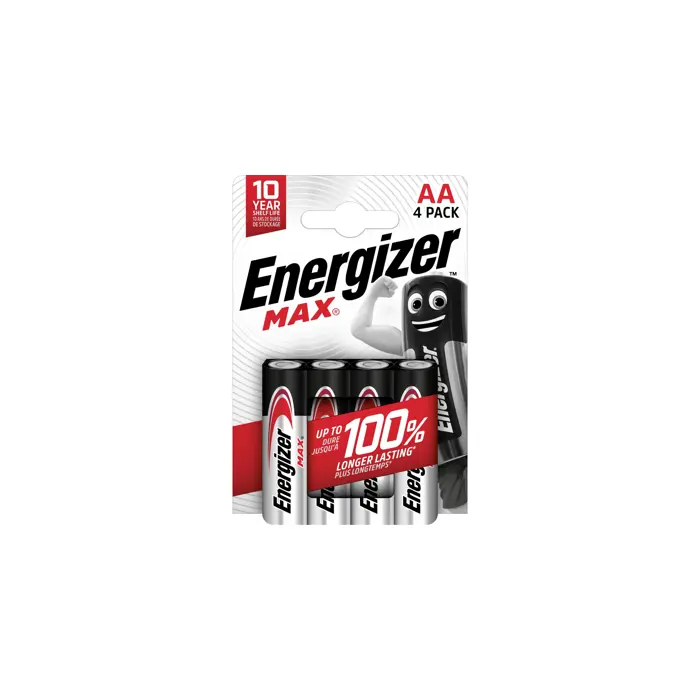 ENERGIZER BATTERIES ALKALINE MAX AA LR6, 4 PIECES, ECO PACKAGING