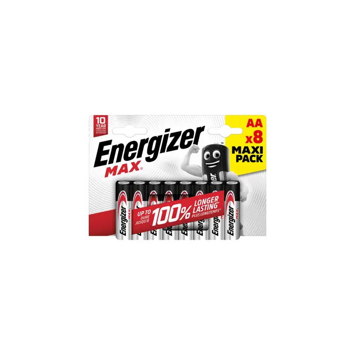 ENERGIZER BATTERIES ALKALINE MAX AA LR6, 8 PIECES, ECO PACKAGING