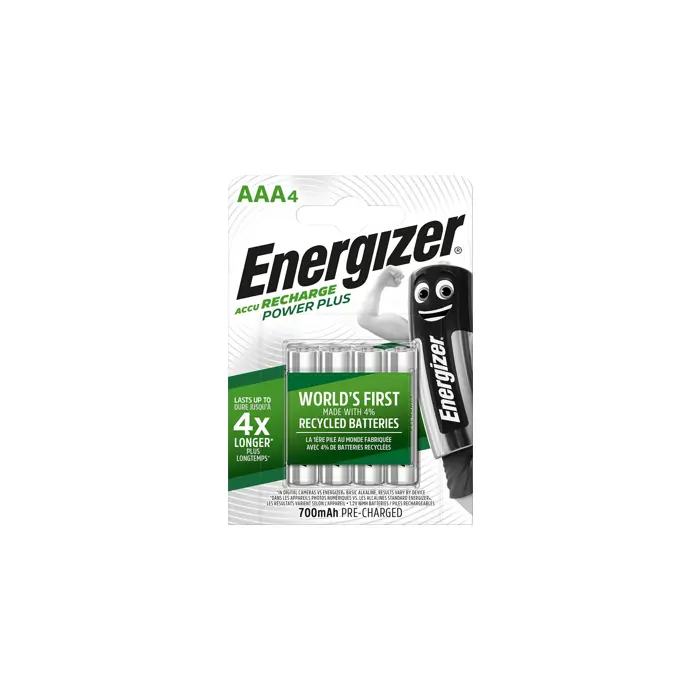 ENERGIZER BATTERY Accu Recharge Power Plus 700 mAh AAA HR3/4 Rechargeable, 4 pieces