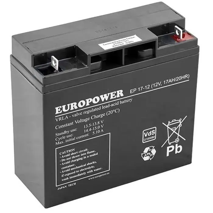 EUROPOWER EP Series AGM Battery 12V 17Ah (Service Life 6-9 Years)