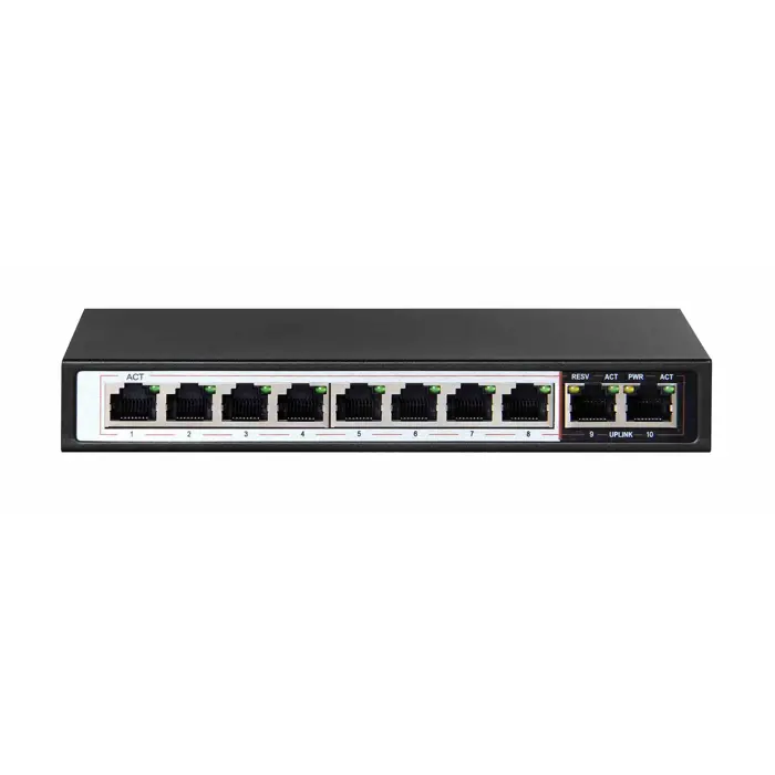 Extralink PoE Switch CERES 8x 100Mb/s PoE/PoE+, 2x RJ45 Uplink 100Mb/s, 96W