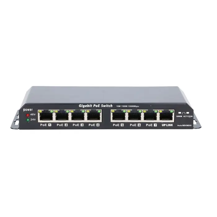 Extralink PoE Switch KRATOS 7x Gigabit PoE, 1x Uplink RJ45, Power Supply 24V 2.5A, 60W