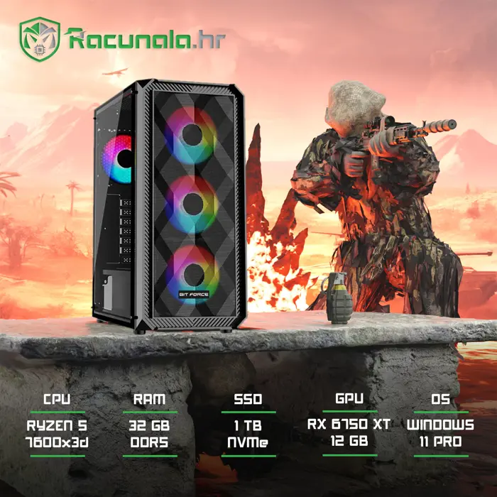 GamingPC Gulag Guardian (Ryzen 5 7600X3D, 32GB DDR5, 1TB SSD, RX 6750XT 12GB) Win11P