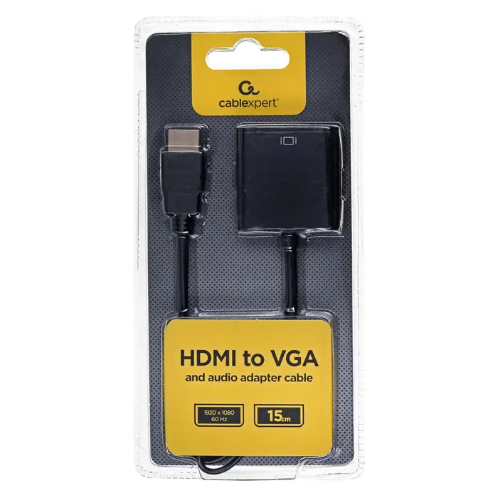 Gembird A-HDMI-VGA-03 video cable adapter 0.15 m HDMI Type A (Standard) VGA (D-Sub) Black