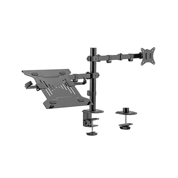 Gembird MA-DA-03 Adjustable desk mount with monitor arm and notebook tray (rotate, tilt, swivel), 17”-32”, up to 9 kg