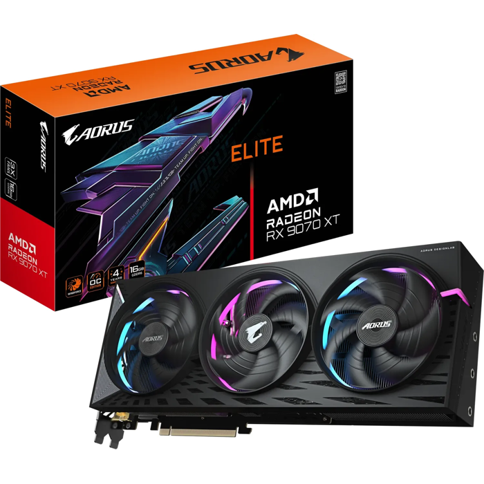 Gigabyte Aorus Radeon RX 9070 XT Elite 16g Graphics Card, 16GB GDDR6, GV-R9070XTAORUS E-16GD