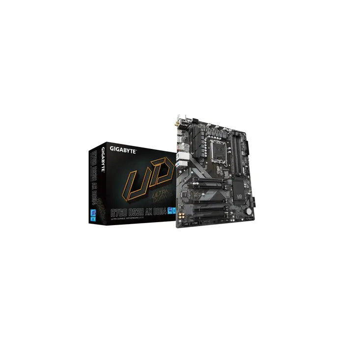 Gigabyte B760 DS3H AX DDR4 Motherboard - Supports Intel Core 14th CPUs, 8+2+1 Phases Digital VRM, up to 5333MHz DDR4 (OC), 2xPCIe 4.0 M.2, Wi-Fi 6E, GbE LAN, USB 3.2 Gen 2