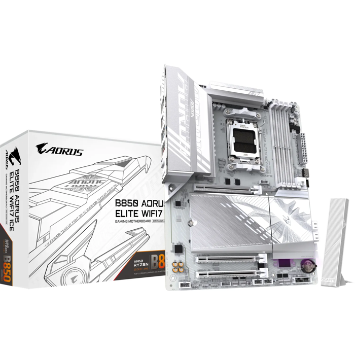 Gigabyte B850 Aorus Elite WiFi7 Ice, DDR5, SATA3, USB3.2GEN2X2, DP, 2.5GBE, WIFI 7, AM5 ATX