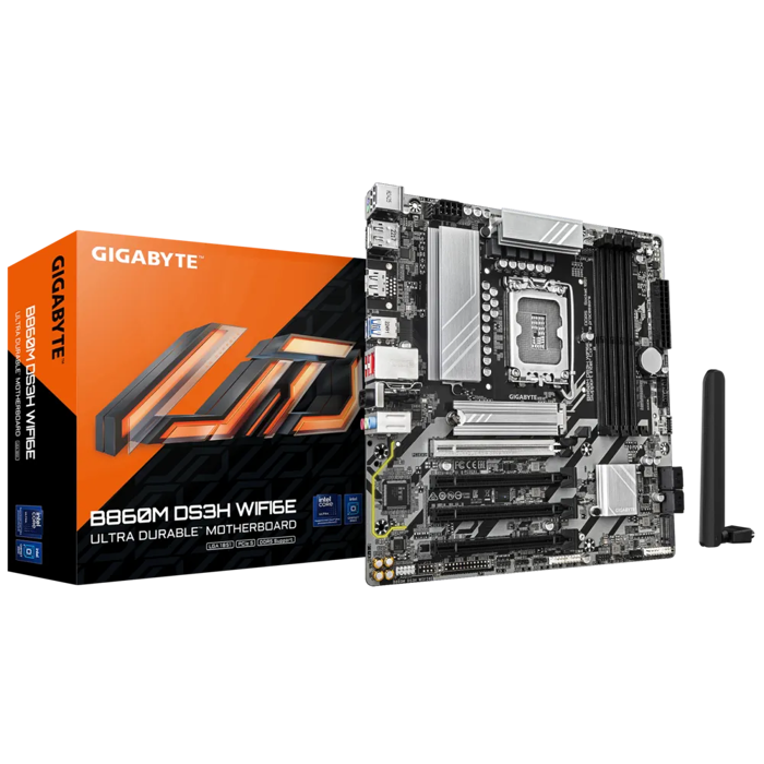 GIGABYTE B860M DS3H WiFi6E Mainboard, Sockel 1851, Intel B860, mATX, DDR5-B860M DS3H WIFI6E