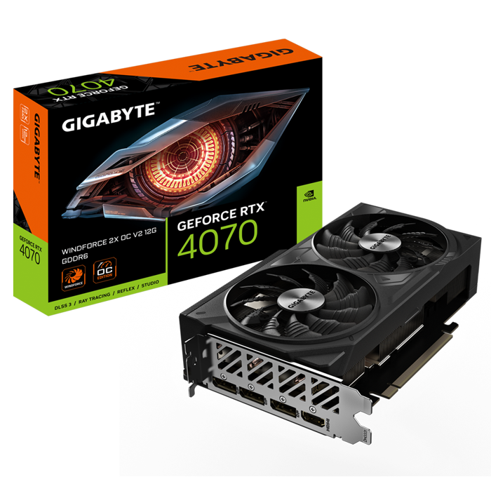 GIGABYTE GeForce RTX 4070 Windforce 2X OC V2 12G, 12288 MB GDDR6-GV-N4070WF2OCV2-12GD