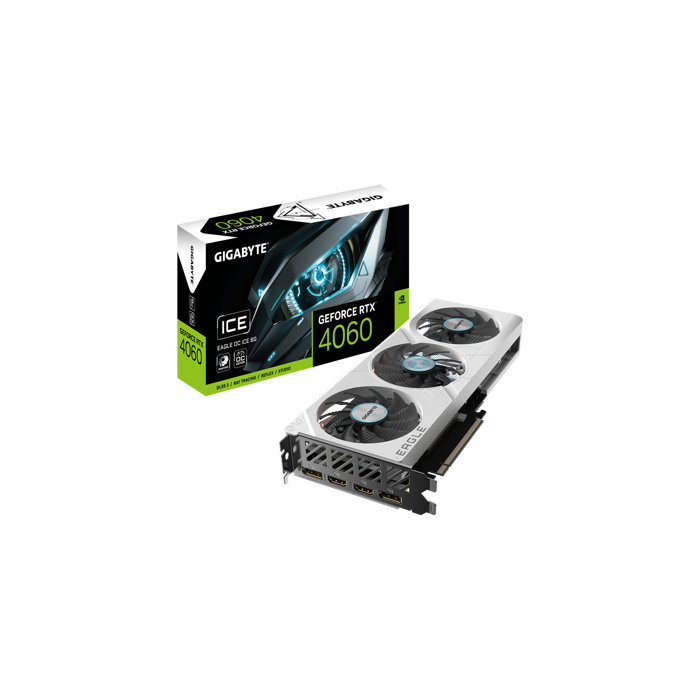 GIGABYTE Video Card NVIDIA GeForce RTX 4060 EAGLE OC ICE 8G, GDDR6 8GB/128bit, PCI-E 4.0 x8, 1x8-pin, Retail