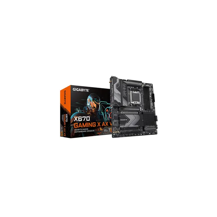 Gigabyte X670 GAMING X AX V2 Motherboard - Supports AMD Ryzen 7000 CPUs, 16+2+2 phases VRM, up to 8000MHz DDR5 (OC), 4xPCIe 4.0 M.2, Wi-Fi 6E, 2.5GbE LAN, USB 3.2 Gen 2