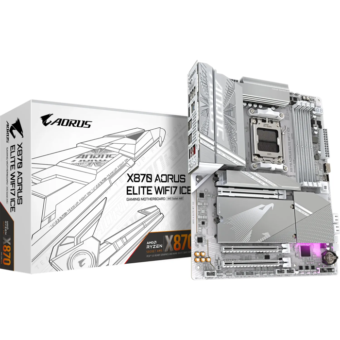 GIGABYTE X870 AORUS ELITE WIFI7 ICE, DDR5, SATA3, USB4, DP, 2.5GbE, WiFi 7, AM5 ATX