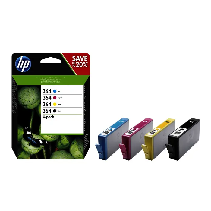 HP 364 4-pack Black/Cyan/Magenta/Yellow Original Ink Cartridges