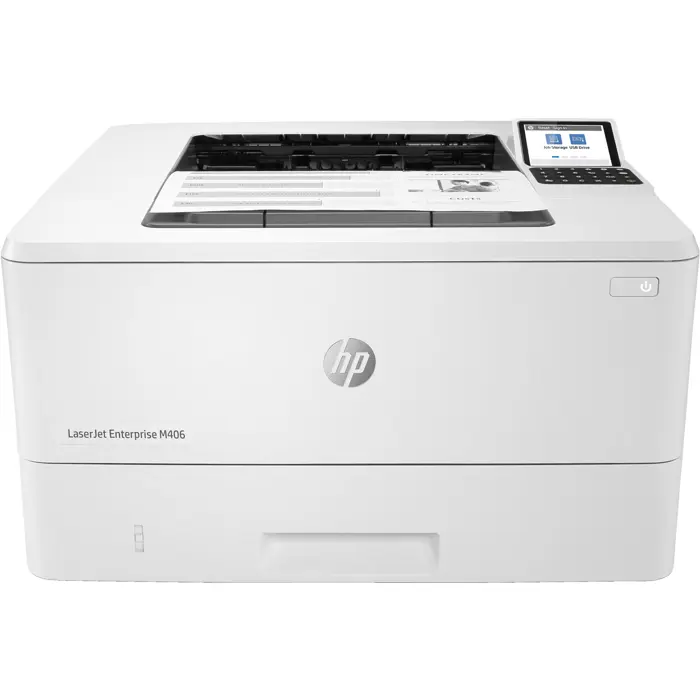 HP LaserJet Enterprise M406dn, Black and white, Printer for Business, Print, Compact Size; Strong Security; Two-sided printing; Energy Efficient; Front-facing USB printing