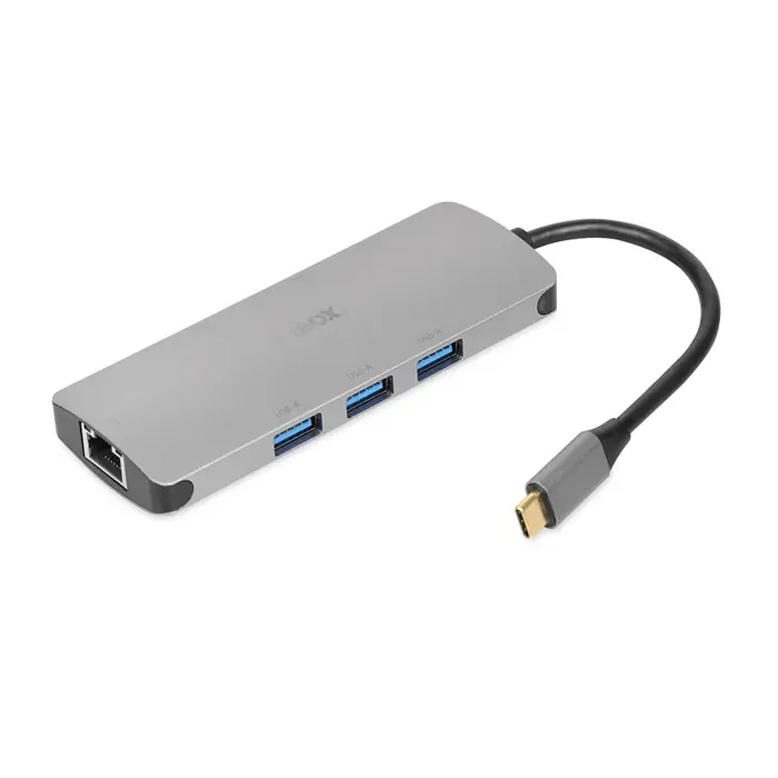 iBox IUH3RJ4K notebook dock/port replicator USB 3.2 Gen 1 (3.1 Gen 1) Type-C Power Delivery 100W Silver