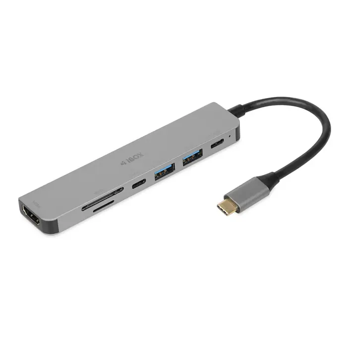 iBox IUH3SL4K notebook dock/port replicator USB 3.2 Gen 1 (3.1 Gen 1) Type-C Power Delivery 100W Silver