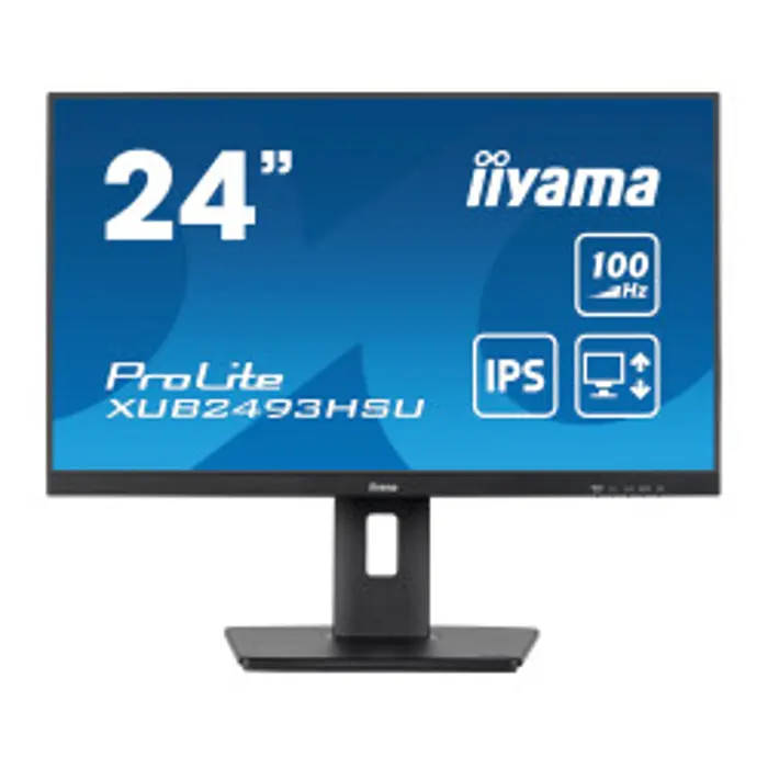 IIYAMA 24" ProLite XUB2493HSU-B6 (23.8") 16:9 Full HD (1920×1080) IPS Ultraslim, Pivot, HAS, 4ms, VGA/HDMI/DP, 2×USB2.0, zvučnici, crni