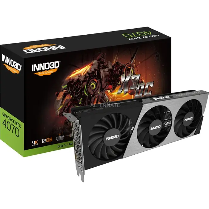 INNO3D GeForce RTX 4070 X3 OC, 12288 MB GDDR6-N40703-12D6X-179052L