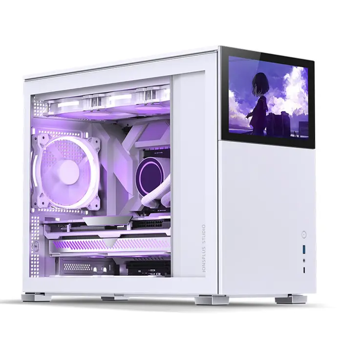 Jonsbo D31 Screen Micro-ATX Case, Tempered Glass - white