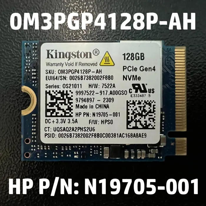 Kingston 128GB NVMe PCIe Gen4 x4 M.2 2230 SSD, 0M3PGP4128P-AH) BULK