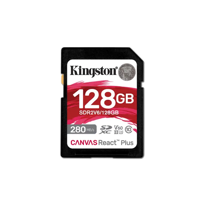 Kingston Technology 128GB Canvas React Plus SDXC UHS-II 280R/100W U3 V60 for Full HD/4K