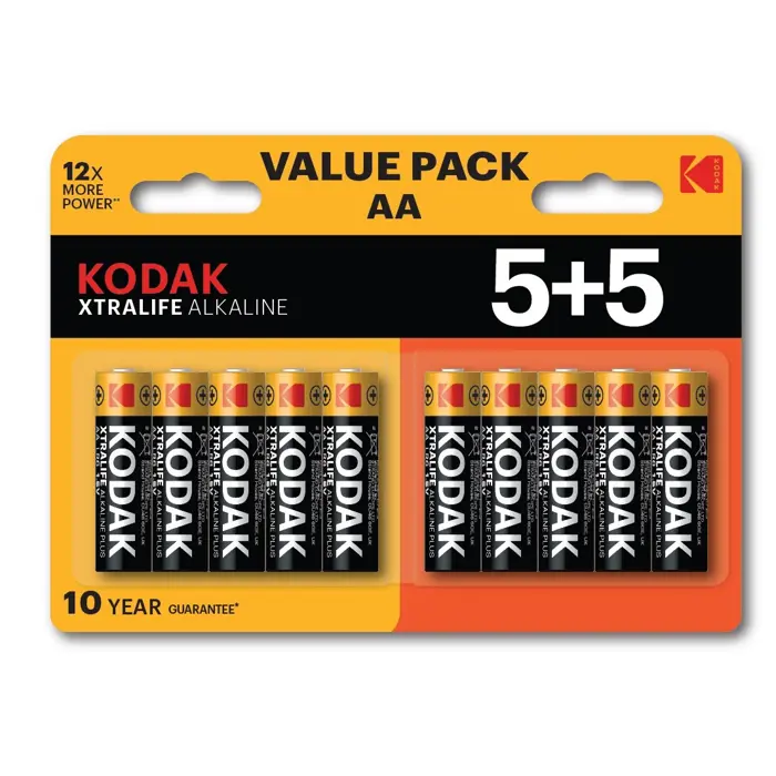 Kodak XTRALIFE Alkaline AA Battery 10 (5+5 pack)