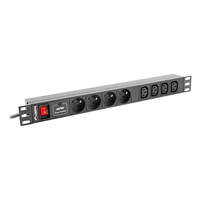 Lanberg Power strip Rack PDU (1u,10a,8x 230v,2m) pdu-04e04i-0200-iec-bk