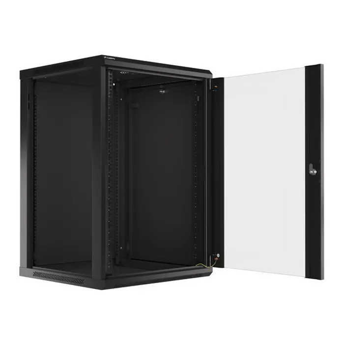 Lanberg wall-mounted installation rack cabinet 19'' 18U 600x600mm black (glass door)