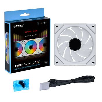 Lian Li UNI FAN SL-INF 120 ARGB Reverse Blade PWM Fan - 120mm, White UF-RSLIN120-1W