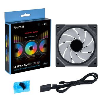 Lian Li UNI FAN SL-INF 120 ARGB Reverse Blade PWM Fan - 120mm, Black UF-RSLIN120-1B