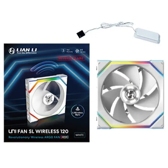 Lian Li UNI FAN SL Wireless ARGB PWM Fan - Reverse Blade, 120 mm, white