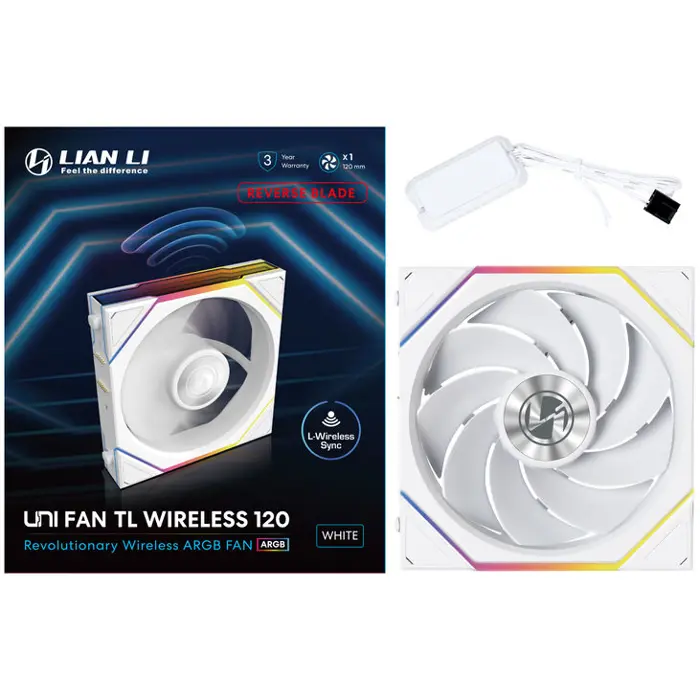 Lian Li UNI FAN TL Wireless Lüfter, ARGB, PWM - Reverse Blade, 120mm, weiß-12RTL1W1W