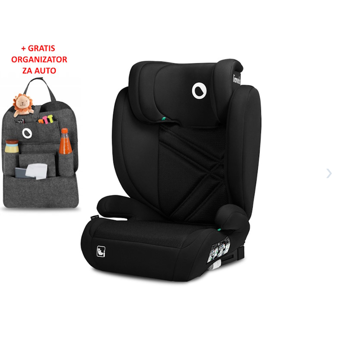 Lionelo i-Size autosjedalica Hugo, ISOFIX, 100-150cm, crna + ORGANIZATOR